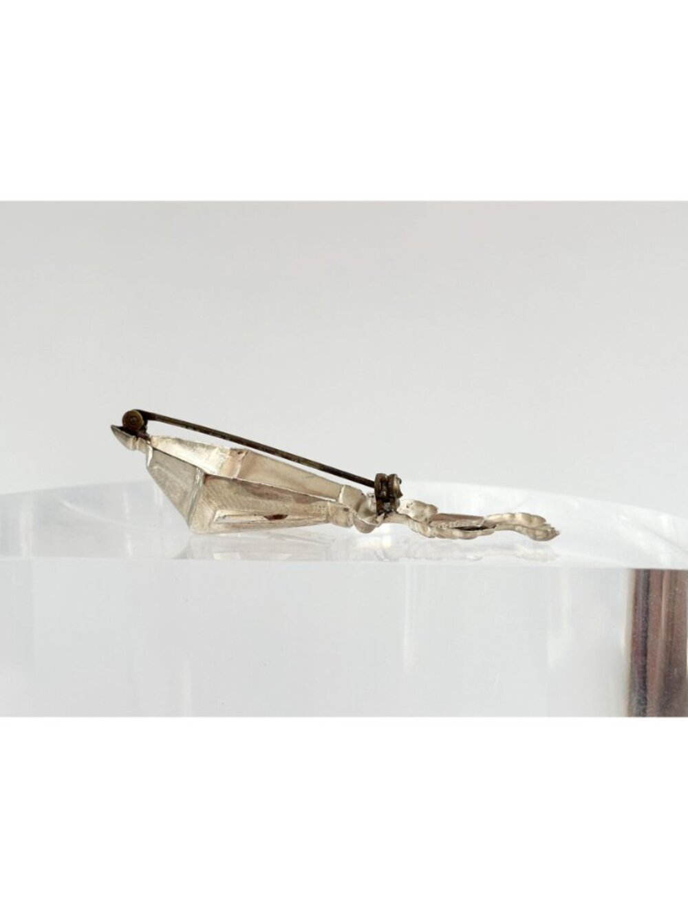 Lang Sterling Circa 1950's Lamp Post Citrine Sterling Silver 925 Vintage Brooch - Picture 10 of 13